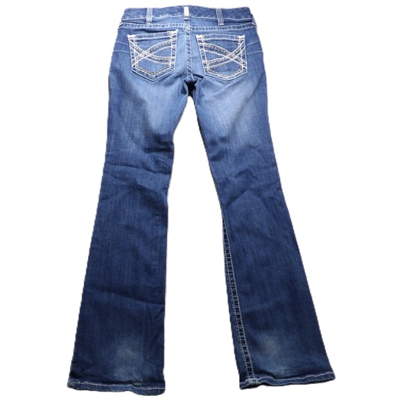 Ariat Denim - Ariat Real Denim Women 29R Blue Bootcut Jeans Mid Rise Stretch Pocket Embroidery